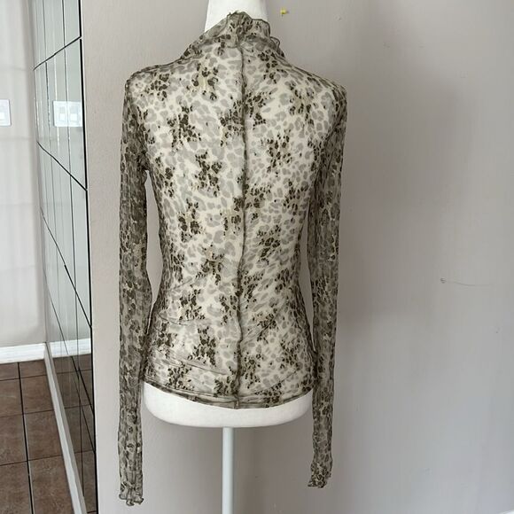 NWOT Free People Lady Lux Printed Sheer Layer Turtleneck Top - Picture 2 of 10